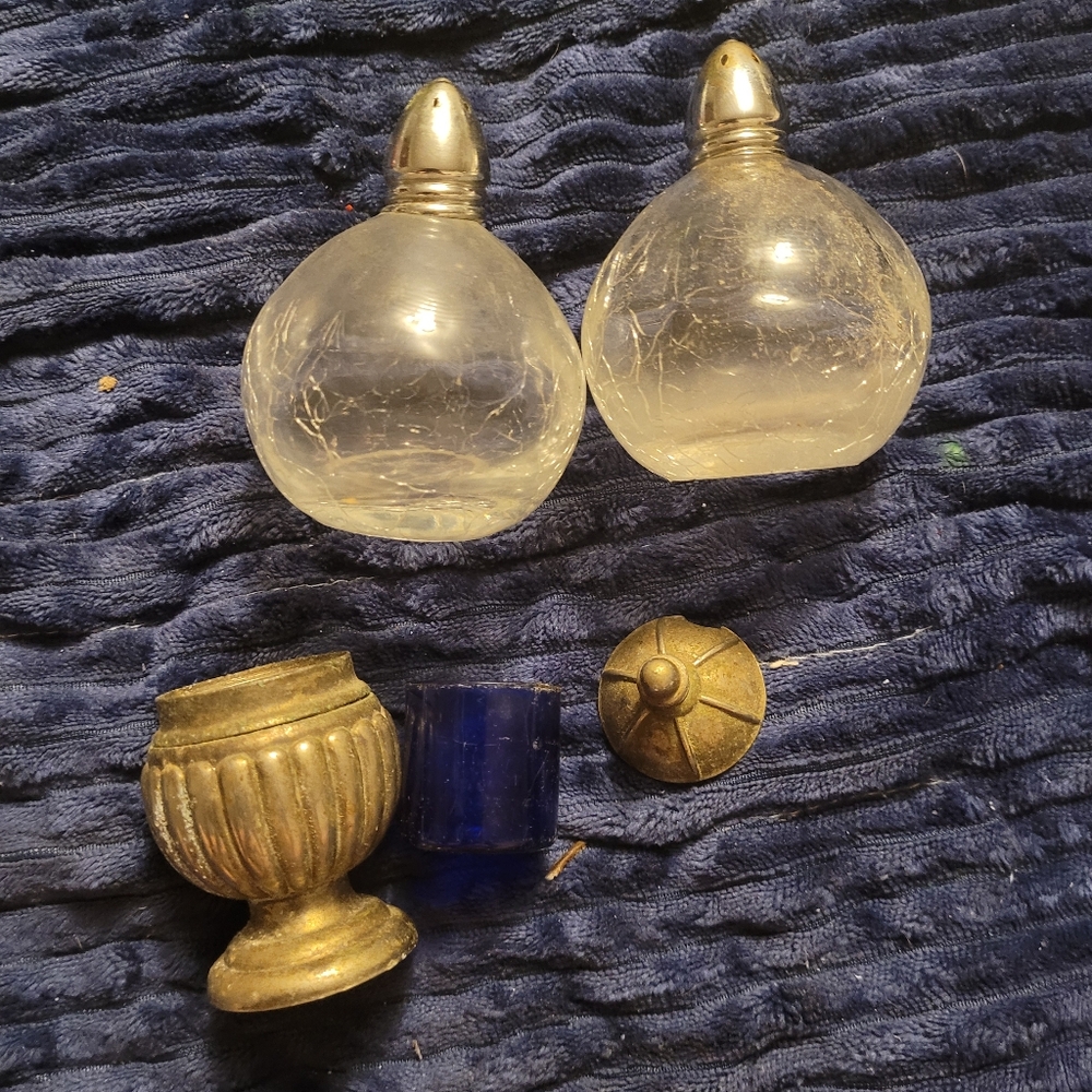 Vintage Glass Salt And Pepper And Random